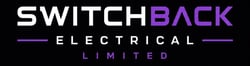 Purple and white text that says Switchback Electrical Purple and white text that says Switchback Electrical
